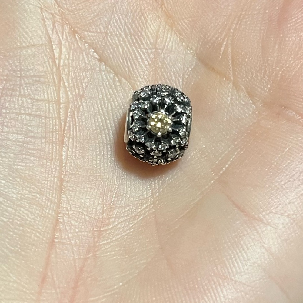 Retired Authentic Inner Radiance Pandora Charm - Champagne Center Stone